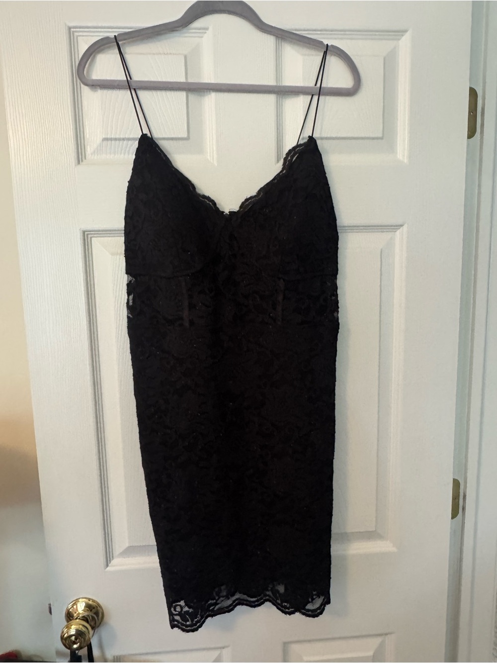 Black Lace Slip Dress with Spaghetti Straps sz L